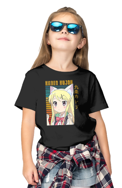 Children's t-shirt with prints Kiniro Mosaic Karen Kujo. Anime, gold mosaic, karen, karen kujo, kiniro mosaic, kinmoza, manga. 2070702