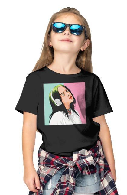 Футболка дитяча з принтом "Billie Eilish". Активістка, біллі айліш, мизукант, права, співачка, тварини. 2070702