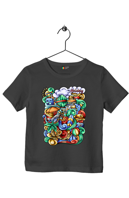 Футболка дитяча з принтом "Канікули відпочинок арт". Відпочинок, канікули, літо, море, пляж, подорож. 2070702