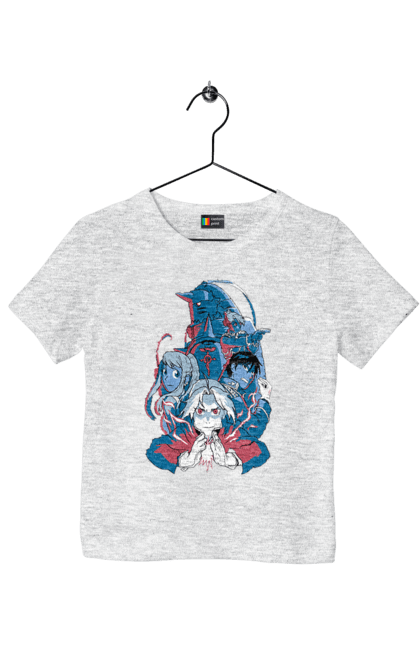 Children's t-shirt with prints Fullmetal Alchemist. Adventures, alphonse elric, anime, edward elric, fullmetal alchemist, light novel, manga, steampunk. 2070702