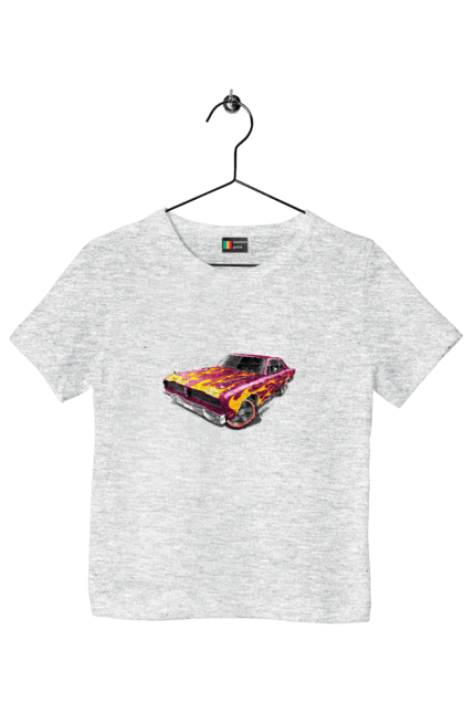 Children's t-shirt with prints Custom car. Airbrushing, auto, by custom, car, fire, flame, machine, tuning. 2070702