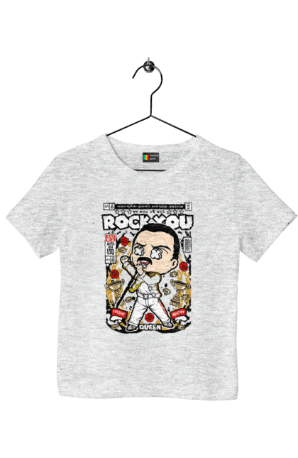 Футболка дитяча з принтом "Freddy Mercury". Качати тебе, король, музика, поп-музика, рок, ртуть, фредді, фредді меркьюрі. Funkotee