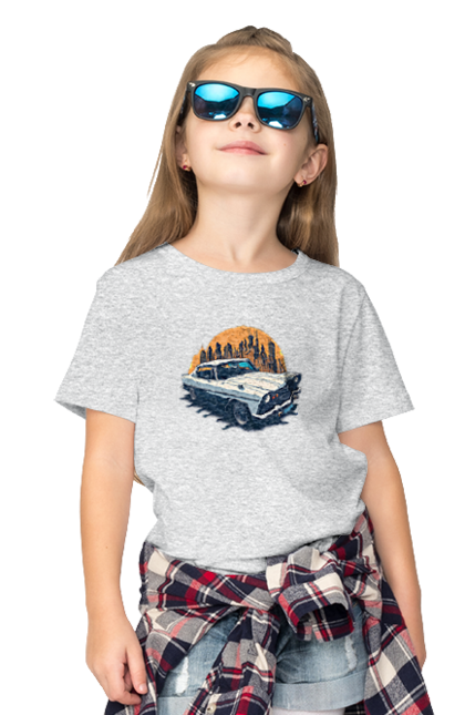 Children's t-shirt with prints Vintage car image. Car, city, vintage image. 2070702