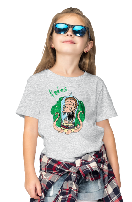 Children's t-shirt with prints Rick and Morty. Adventures, black humor, cartoon, rick, rick and morty, sci-fi, tragicomedy. 2070702