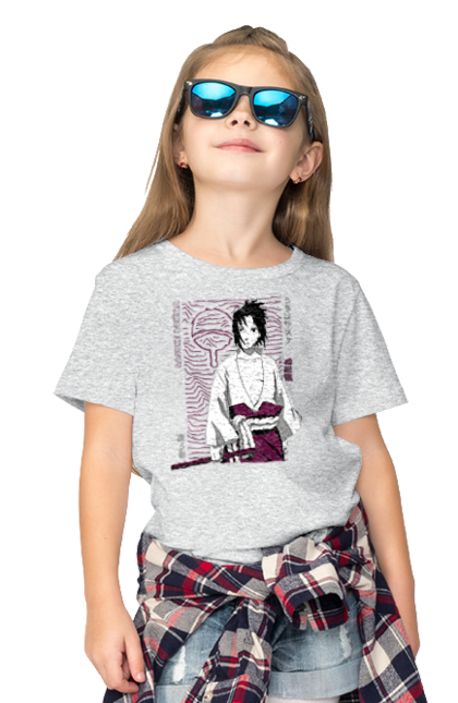 Children's t-shirt with prints Naruto Sasuke Uchiha. Anime, manga, naruto, sasuke, sasuke uchiha, team 7, team number 7, uchiha. 2070702