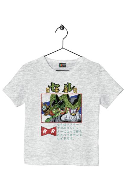 Children's t-shirt with prints Dragon Ball Cell. Anime, cell, dragon ball, goku, manga, tv series, vegeta. 2070702