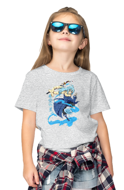 Children's t-shirt with prints Regarding Reincarnated to Slime. Anime, manga, reincarnated to slim, reincarnated to slime, rimuru, rimuru tempest, short story, slime. 2070702