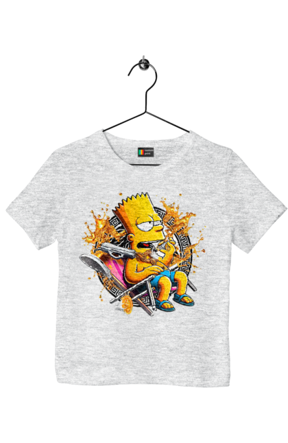 Children's t-shirt with prints Bart Simpson Versace. Bart, cartoon, serial, simpson, versace. 2070702