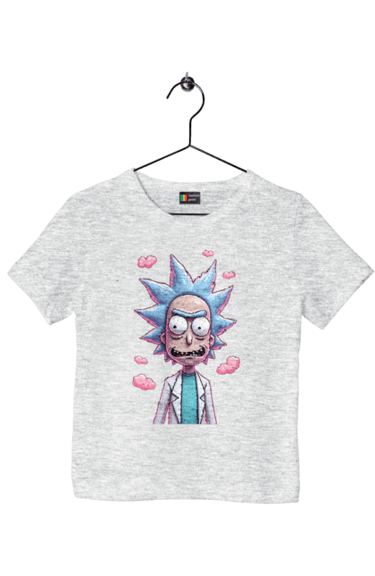 Children's t-shirt with prints Rick and Morty. Adventures, black humor, cartoon, rick, rick and morty, sci-fi, tragicomedy. 2070702