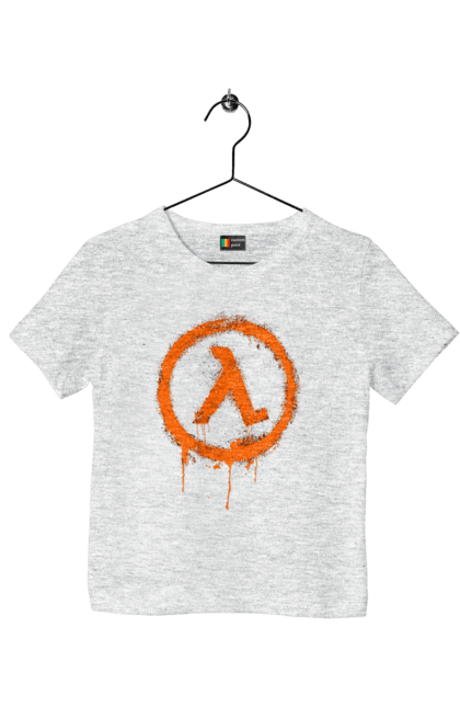 Children's t-shirt with prints Half Life. Computer game, game, gamer, half life, mission, network game, now, passed, playstation, plot, rubilovo, sierra studios, stage. 2070702