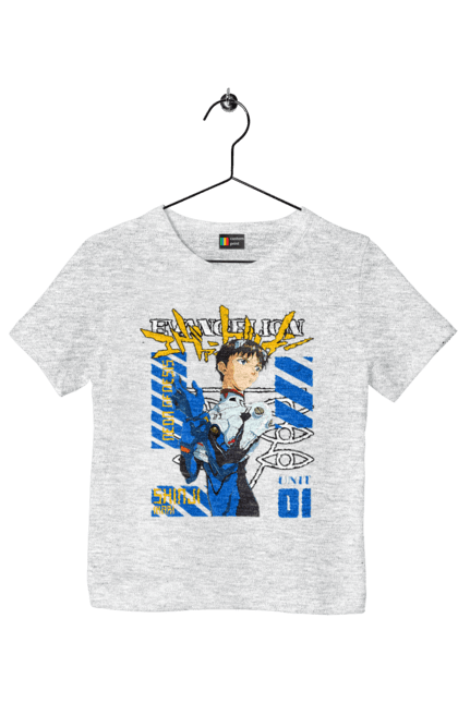 Футболка дитяча з принтом "Evangelion". Аніме, єва, євангеліон, манга, нерв. Funkotee