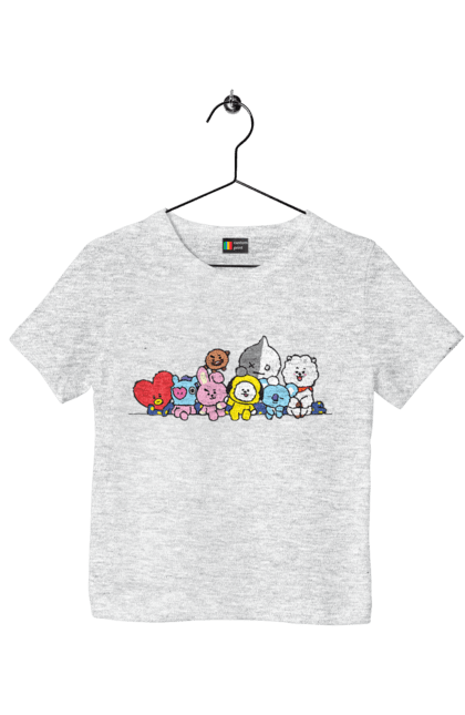 Футболка дитяча з принтом "BTS & BT21". Bt21, bts, k pop, line, бт21, бтс, іграшка, к-поп, лайн, персонажі. 2070702