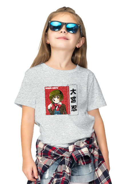 Children's t-shirt with prints Kiniro Mosaic Shinobu Omiya. Anime, gold mosaic, kiniro mosaic, kinmoza, manga, shinobu, shinobu omiya. 2070702