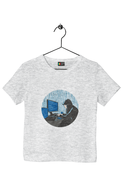 Футболка дитяча з принтом "Хакер". Бінарний, гік, програміст, хакер. 2070702