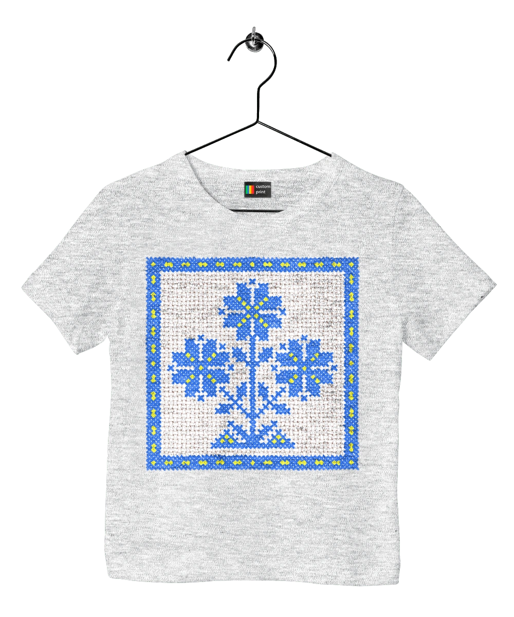 Желто голубая вышивка цветы