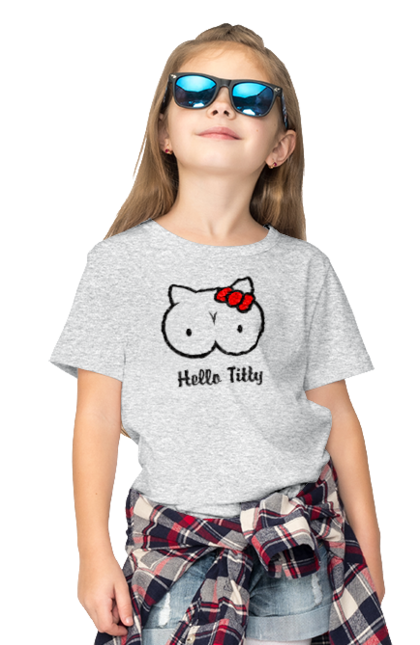 Футболка дитяча з принтом "Hello Kitty". Hello, hello kitty, kitty, дорослі, краса. PrintMarket - інтернет-магазин одягу та аксесуарів з принтами плюс конструктор принтів - створи свій унікальний дизайн