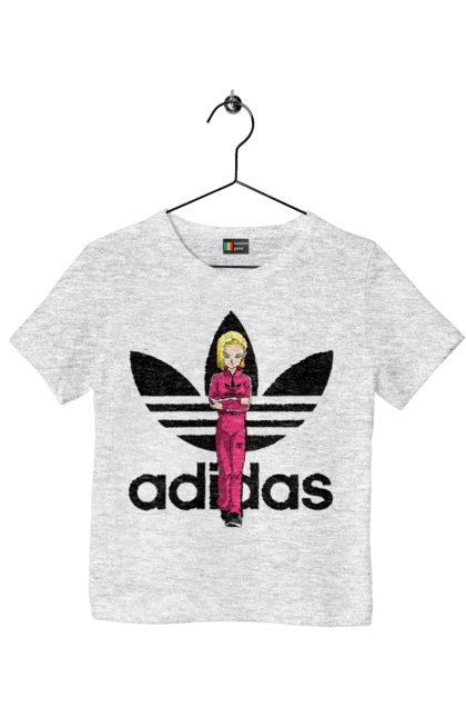 Футболка дитяча з принтом "Adidas Андроїд 18". Adidas, android 18, dragon ball, адідас, андроїд 18, аніме, вбивця, кіборг, манга, перли дракона. 2070702