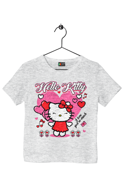 Футболка дитяча з принтом "Хелло Кітті". Hello kitty, бренд, кіт, кошеня, персонаж, хелло кітті. 2070702