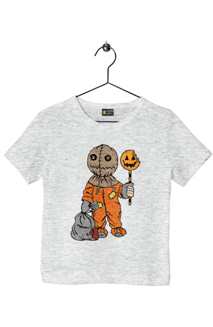 Children's t-shirt with prints Halloween. Costume, halloween, holiday, october, october 31, pumpkin, sweets, trick or treat. 2070702