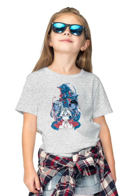 Children's t-shirt with prints Fullmetal Alchemist. Adventures, alphonse elric, anime, edward elric, fullmetal alchemist, light novel, manga, steampunk. 2070702