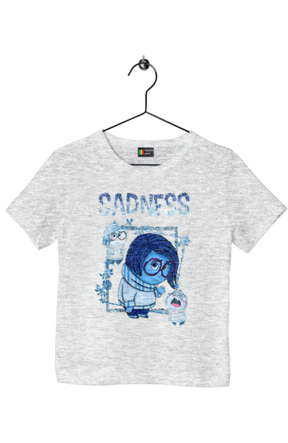 Children's t-shirt with prints Inside Out Sadness. Cartoon, emotions, inside out, pixar, sadness. 2070702