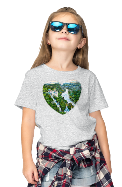 Children's t-shirt with prints Святогорская лавра. Church, donetsk region, forest, landscape, monastery, river, svyatogorsk, ukraine. 2070702