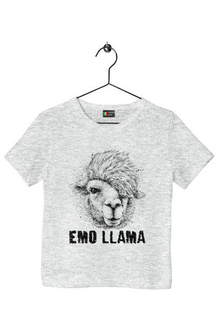 Футболка дитяча з принтом "Емо Лама". Alpaca, animals, distressed, emo, funny, llama, vintage, емо, лама. 2070702