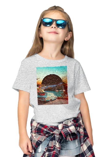 Painting, car by the river