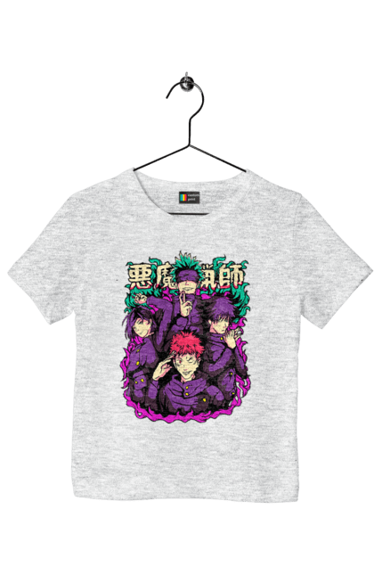 Children's t-shirt with prints Jujutsu Kaisen. Anime, dark fantasy, itadori, jujutsu kaisen, magic battle, manga, mystic, sukuna. 2070702