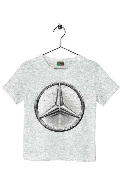 Children's t-shirt with prints Mercedes Benz Logo Metallic. Avto, cars, mercedes, mercedes-benz, mercedes-benz logo. 2070702