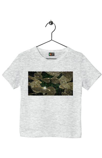 Футболка дитяча з принтом "Біткойн". Багатство, біткойн, валюта, гроші, криптовалюта, курс, майнінг, матриця, монета, розкіш, цифровий світ. 2070702