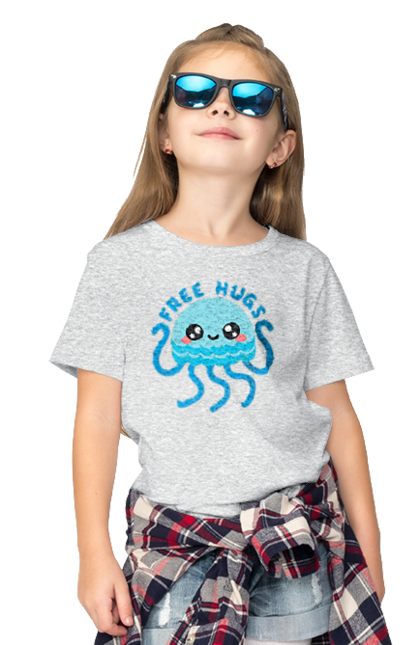 Children's t-shirt with prints Octopus hugs. Children, for children, free hugs, hugs, octopus. 2070702