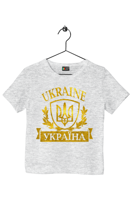 Children's t-shirt with prints Emblem of Ukraine. Герб, герб україни, доброго вечора, з гербом україни, зсу, патріотична, прапор. 2070702