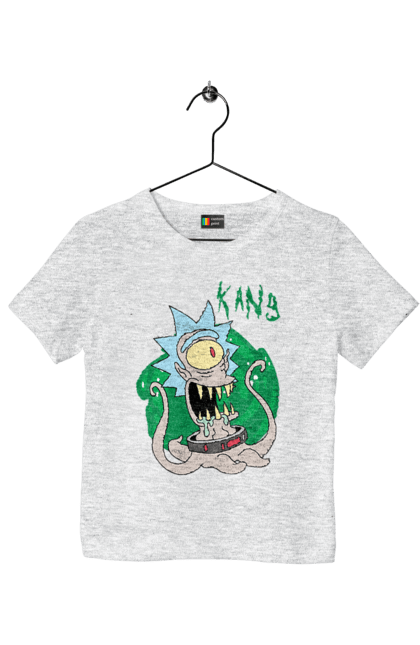 Children's t-shirt with prints Rick and Morty. Adventures, black humor, cartoon, rick, rick and morty, sci-fi, tragicomedy. 2070702