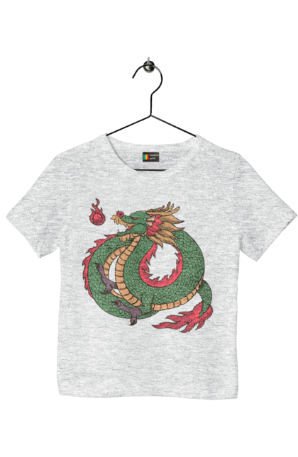 Children's t-shirt with prints The Dragon. Animal, chinese dragon, dragon, green dragon, symbol. 2070702