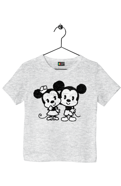 Футболка детская с принтом Микки Маус и Минни Маус. Mickey mouse, minnie mouse, дисней, микки, микки маус, минни маус, мультфильм. 2070702