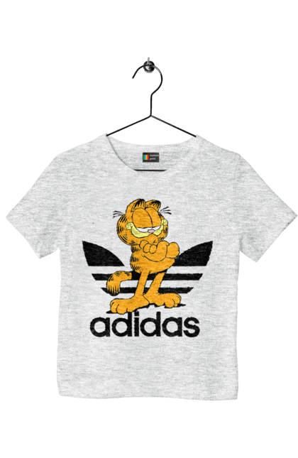 Футболка дитяча з принтом "Adidas Гарфілд". Adidas, garfield, адідас, гарфілд, голод, кінокомедія, кіт, комедія, фільм. 2070702