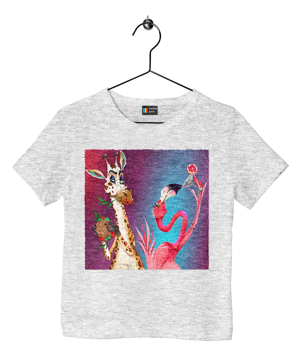 Giraffe And Flamingo At The Party