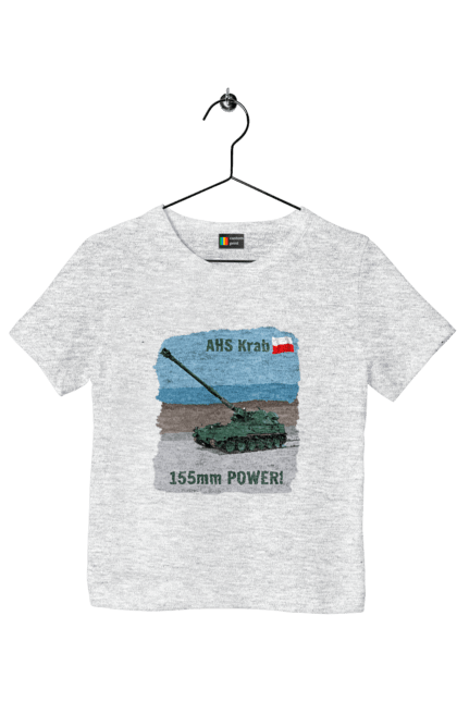 Children's t-shirt with prints 155mm Power! AHS Krab olive. Ahs krab, artillery, crab, howitzer, poland, self propelled. 2070702
