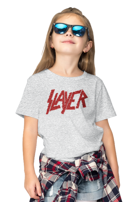 Футболка детская с принтом Slayer. Slayer, грув-метал, група, метал група, музыка, ню-метал, спид-метал, трэш-метал, череп. 2070702