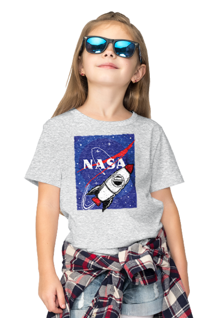 Children's t-shirt with prints NASA. Aeronautics, astronautics, aviation, nasa, research, rocket, science, space, technologies, usa. 2070702