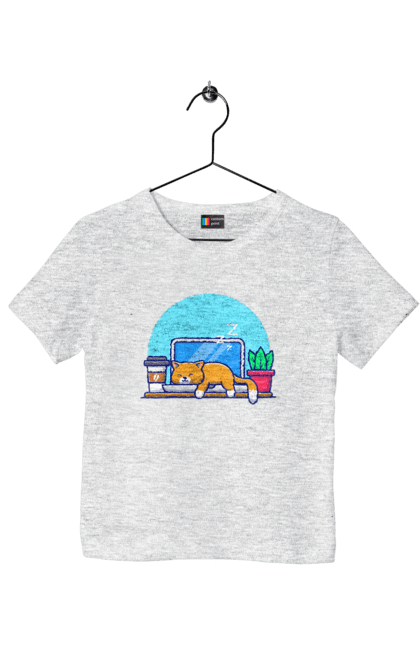 Футболка дитяча з принтом "Кіт програміст". Angular, c, css, html, it, javascript, jquery, php, python, react, svelt, vue, айтишник, айті, гумор, код, кодувати, прогер, програміст, програмісти, ти ж, ти ж програміст, тиж програміст. 2070702