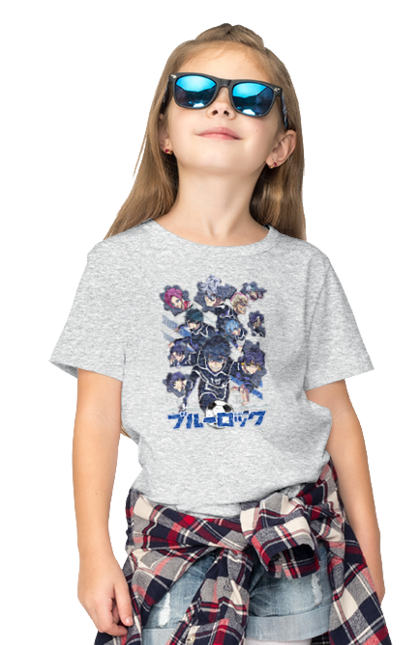 Children's t-shirt with prints Blue Lock. Anime, blue lock, blue prison, manga, sport, sports anime. 2070702