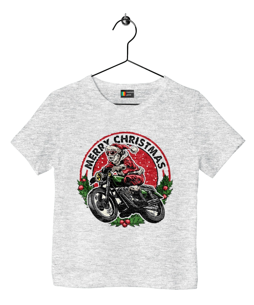 Merry Christmas, Santa Claus on a motorcycle
