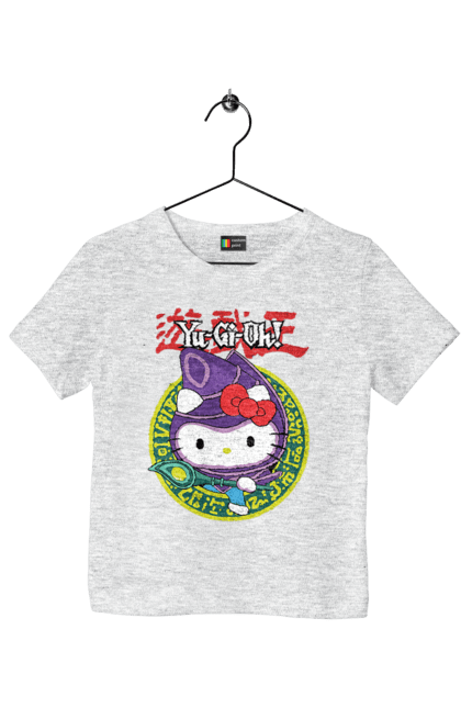 Children's t-shirt with prints Yu Gi Oh! Hello Kitty. Brand, cat, character, hello kitty, kitten, yu gi oh, yugio. 2070702