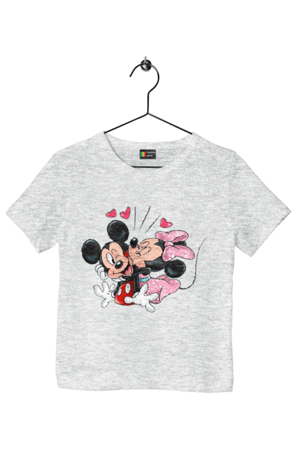 Футболка детская с принтом Микки Маус и Минни Маус. Mickey mouse, minnie mouse, дисней, микки, микки маус, минни маус, мультфильм. 2070702