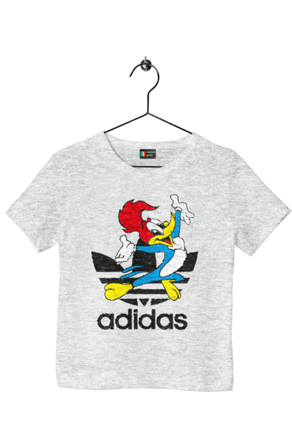 Футболка дитяча з принтом "Adidas Вуді Вудпекер". Adidas, woody woodpecker, адідас, вуді, вуді вудпекер, дятел вуді, мультсеріал. 2070702