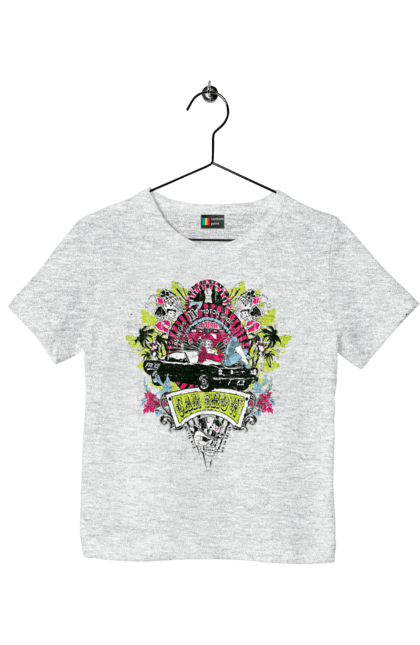 Футболка дитяча з принтом "Автомобільне Шоу, Літо". Автомобіль, гроші, карти, пальма, шоу. 2070702