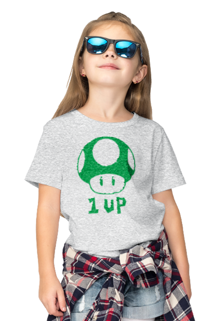 Children's t-shirt with prints 1UP Mario. Character, game, mario, mario bros, nintendo. 2070702