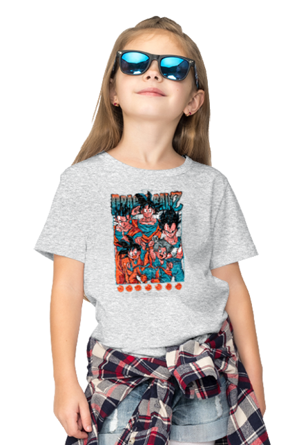 Children's t-shirt with prints Dragon Ball. Anime, dragon ball, goku, manga, tv series, vegeta. 2070702